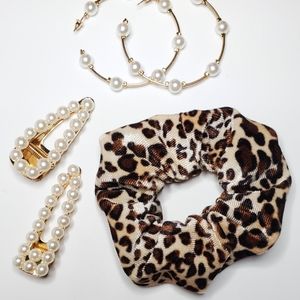 Hand made leopard scrunchie.